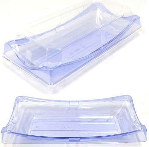 Ming Hong International Tetsujin Plastic Light Blue Sushi Tray and Lid, 240 x 116 x 36 mm -- 300 per case