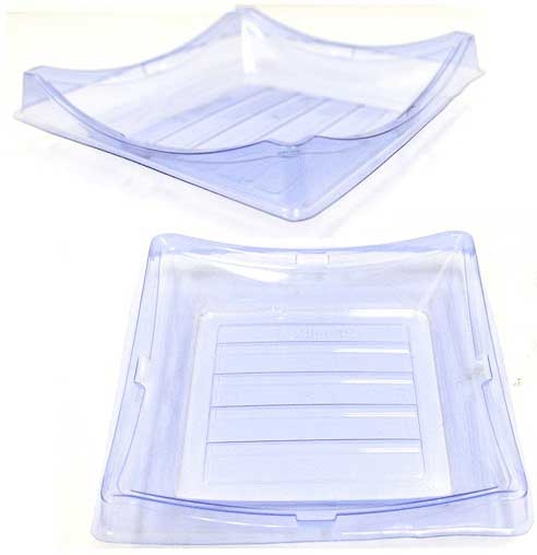 Ming Hong International Tetsujin Plastic Light Blue Sushi Tray and Lid, 185 x 185 x 36 mm -- 300 per case