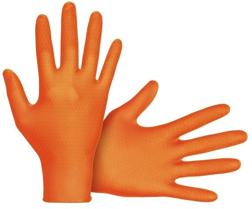 Sas Safety Corp Astro Grip Powder Free Orange 7 Mil Nitrile Exam Grade XXL Disposable Gloves -- 100 per case