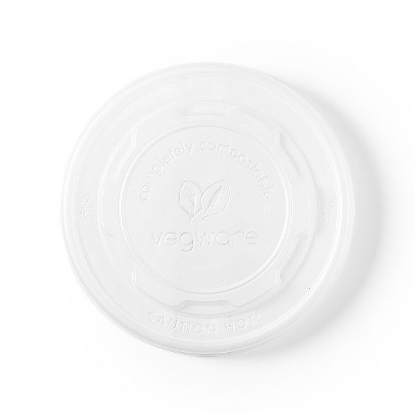 Vegware 115 Series Clear Flat CPLA Hot Lid Only -- 500 per case.