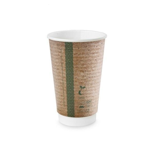 Vegware Double Wall Brown Kraft Paper Cup, 16 Ounce -- 400 per case.