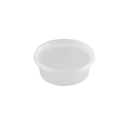 Tiya Premier Essential Clear Polypropylene Deli Container with Lid - Combo, 8 Ounce Capacity -- 240 per case.