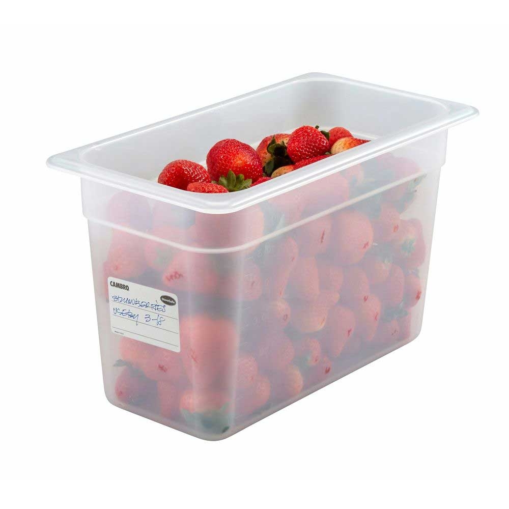 Cambro Half Size Polypropylene Translucent Food Pan, 2 1/2 inch Pan Depth -- 6 per case