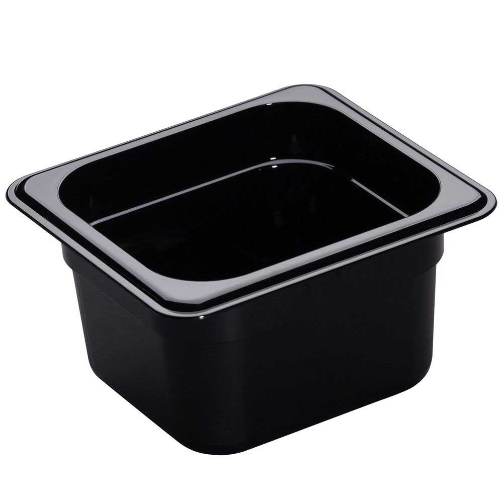 Cambro H-Pan One Sixth Size Black High Heat Food Pan, 6 15/16 x 6 3/8 inch -- 6 per case