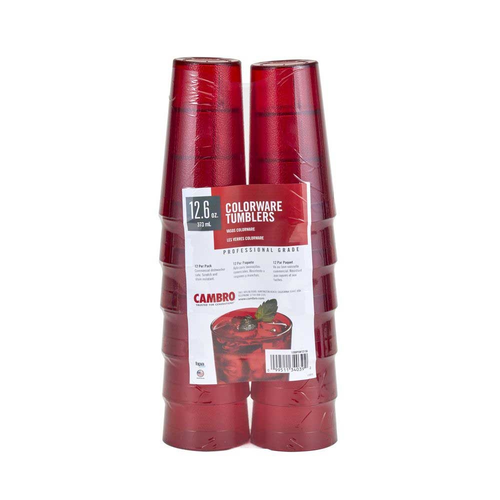 Cambro Colorware Ruby Red Multi Pack Tumbler, 8 Ounce Capacity -- 72 per case