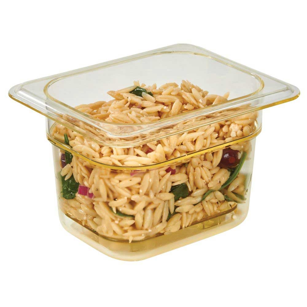 Cambro H-Pan One Eighth Size Amber High Heat Food Pan, 4 inch Pan Depth -- 6 per case