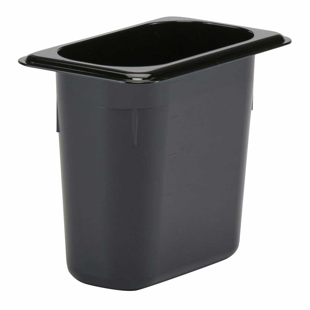 Cambro Camwear Ninth Size Black Food Pan, 6 15/16 x 4 1/4 inch -- 6 per case