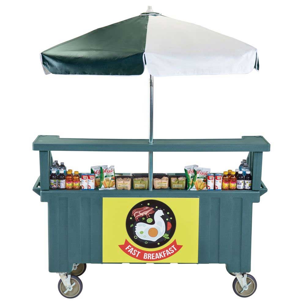 Cambro Camcruiser Granite Green Vending Cart, 74 1/4 x 31 3/4 x 94 inch
