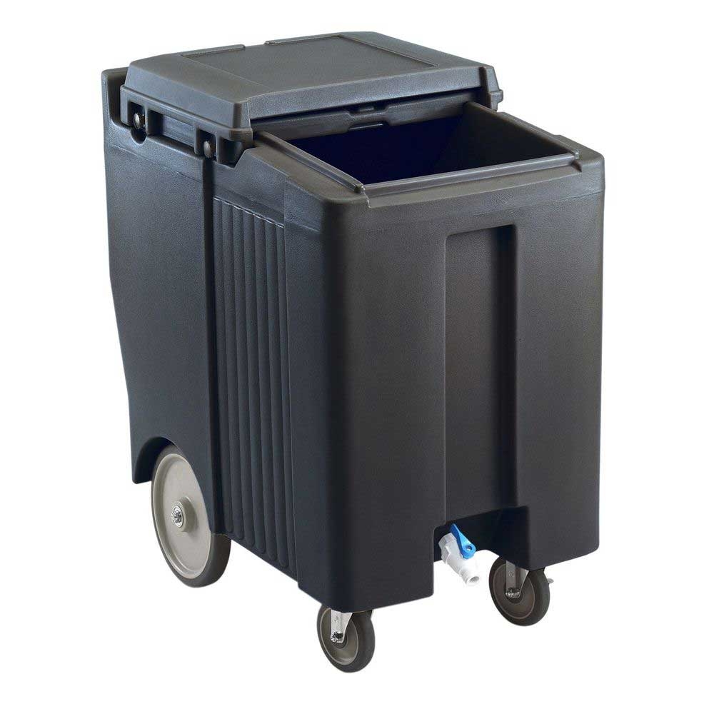 Cambro Tall Black Slidinglid Ice Caddy with Swivel and Easy Wheel Caster, 175 Pound Capacity