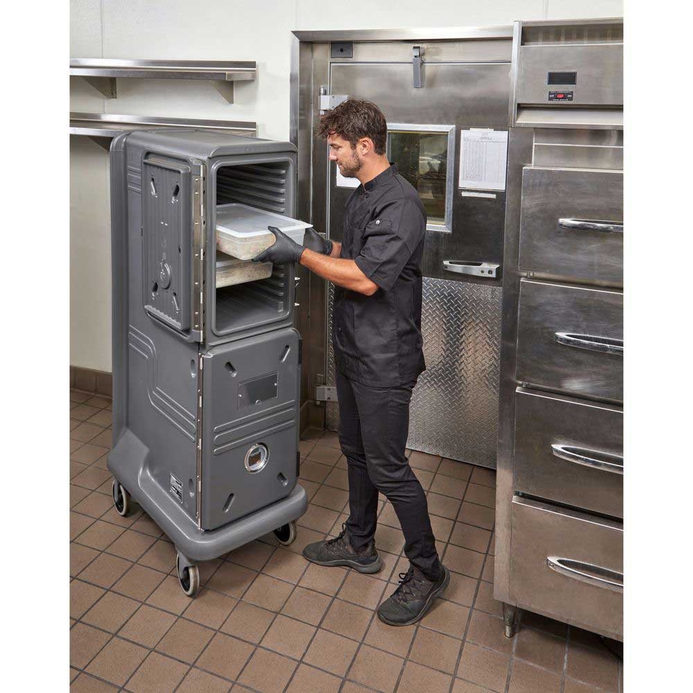Cambro The Pro Cart Ultra Electric Insulated Charcoal Gray 2 Active Hot Compartment Food Pan Carrier, 22 x 34 x 67 inch