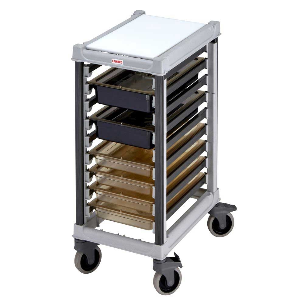 Cambro Camshelving Speckled Gray GN 1/1 Half Size Food Pan Trolley, 28.75 x 17.25 x 40 inch