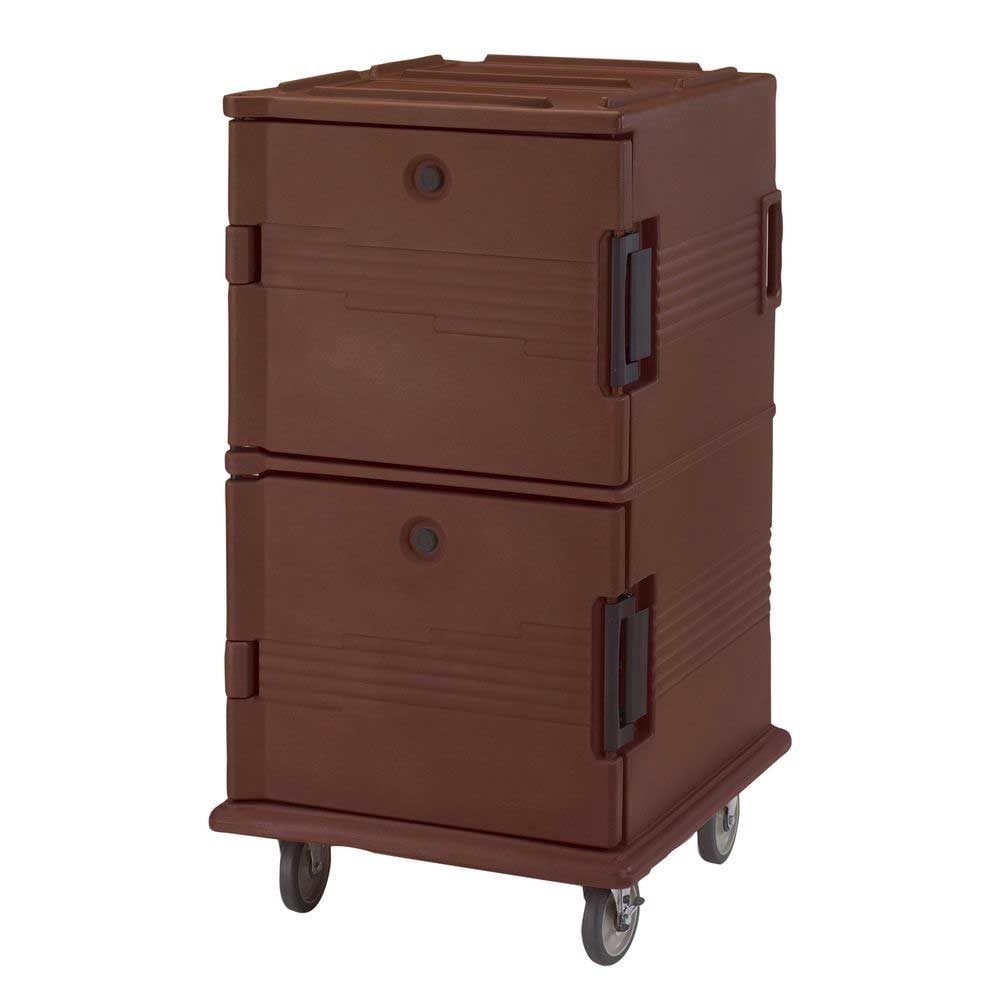 Cambro Non Electric Insulated Tamper Resistant Dark Brown Ultra Food Pan Camcart with Security Package, 28 1/8 x 33 3/8 x 54 1/4 inch