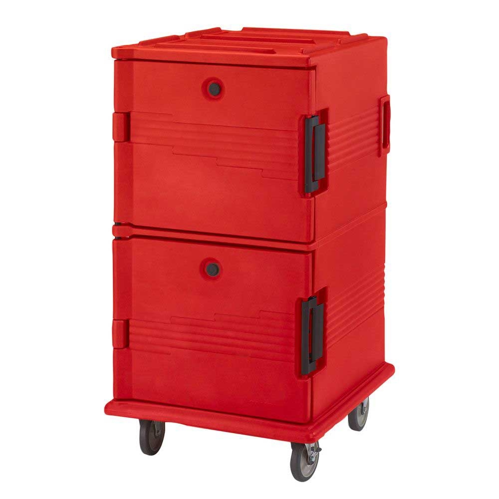 Cambro Non Electric Insulated Tamper Resistant Hot Red Ultra Food Pan Camcart with Security Package, 28 1/8 x 33 3/8 x 54 1/4 inch
