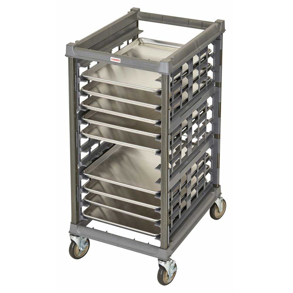 Cambro Camshelving Half Size Brushed Graphite Ultimate Sheet Pan Rack with 3 inch Rail Spacing and Metal Caster, 32.06 x 25.50 x 47.50 inch