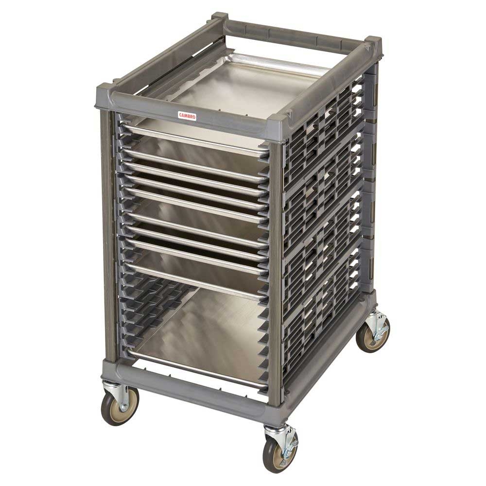 Cambro Camshelving Half Size Brushed Graphite Ultimate Sheet Pan Rack with 1.5 inch Rail Spacing and Metal Caster, 32.06 x 25.50 x 41.50 inch