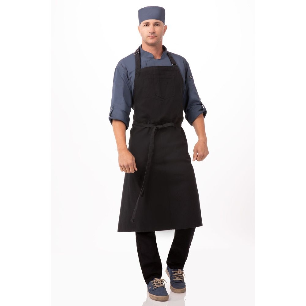 Chef Works Steel Grey Rockford Chefs Bib Apron, 40 inch Long x 39 inch Wide
