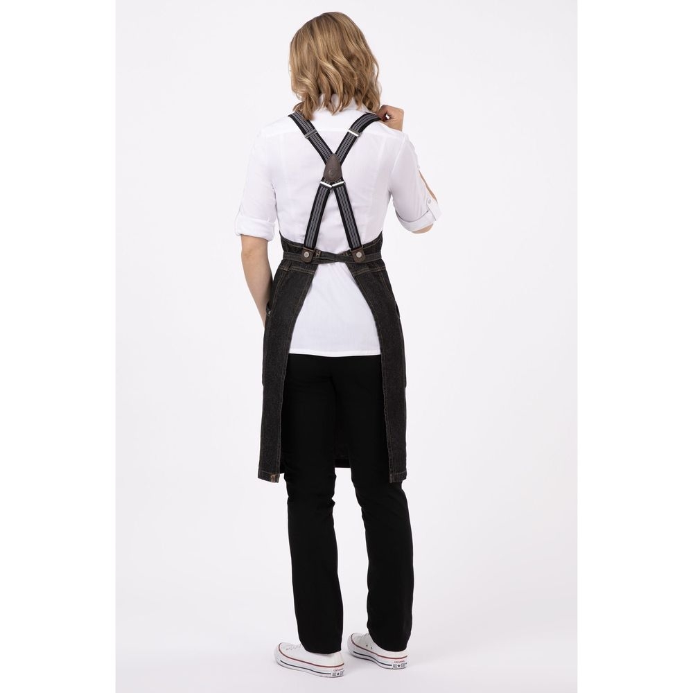Chef Works Black Berkeley Snap Bib Apron for Unisex