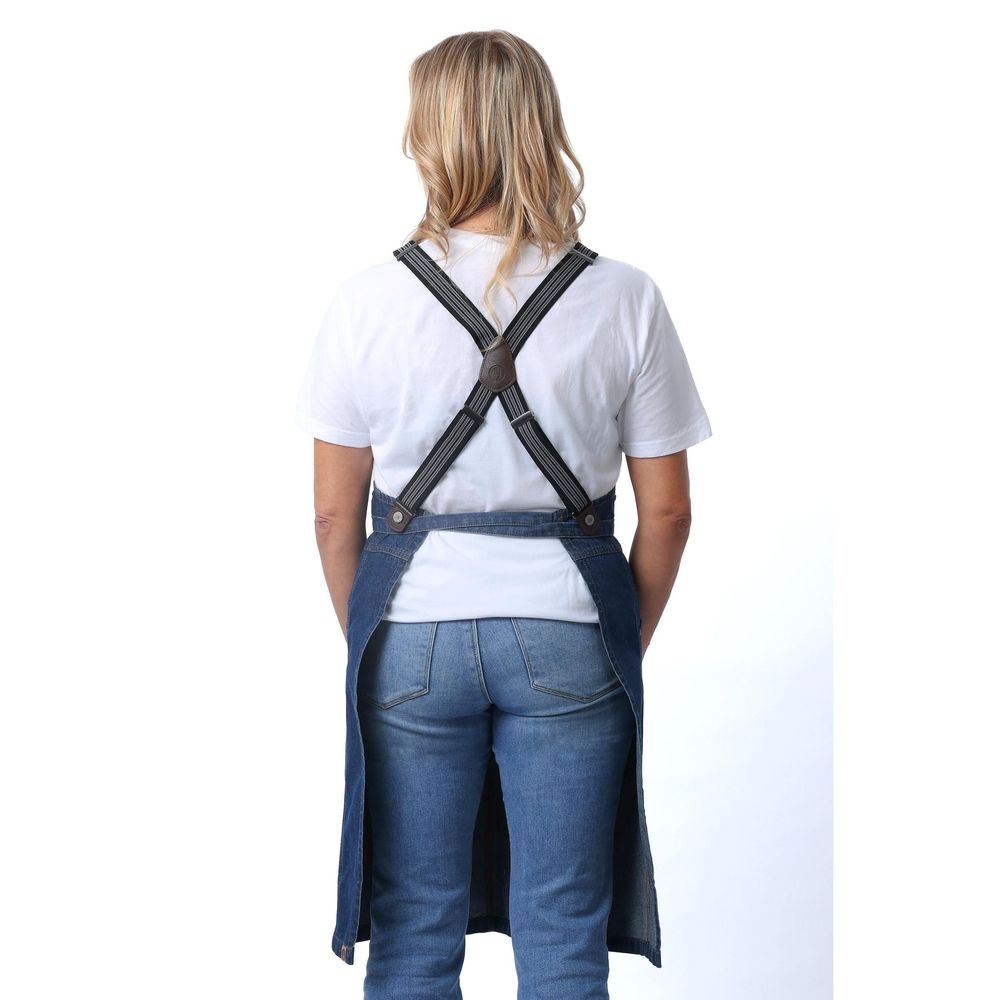 Chef Works Medium Blue Berkeley Snap Bib Apron for Unisex