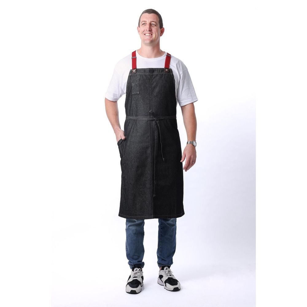 Chef Works Black Berkeley Chefs Bib Snap Apron for Unisex, 40.4 inch Long x 39 inch Wide