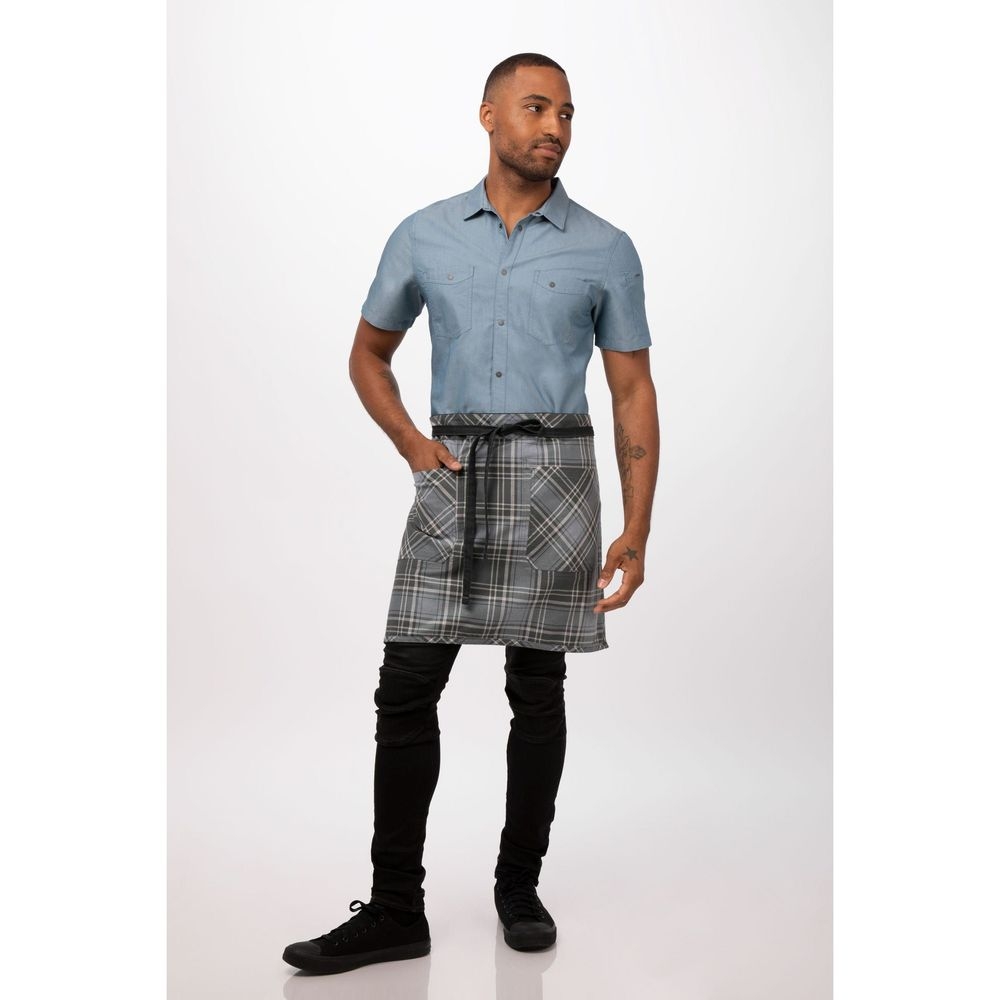 Chef Works Grey Olympia Half Bistro Apron for Unisex, 19.1 inch Long x 31.7 inch Wide
