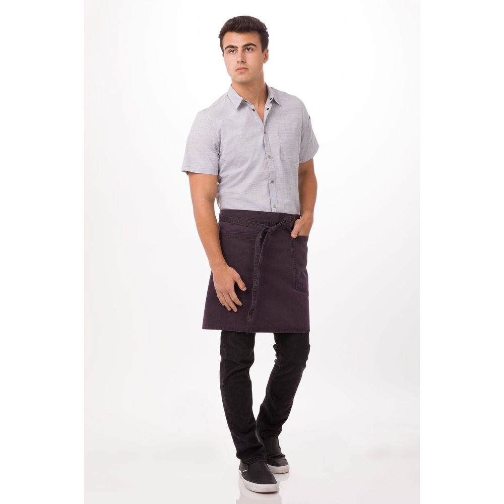 Chef Works Egg Plant Dorset Half Bistro Apron, 19 inch Long x 31 inch Wide