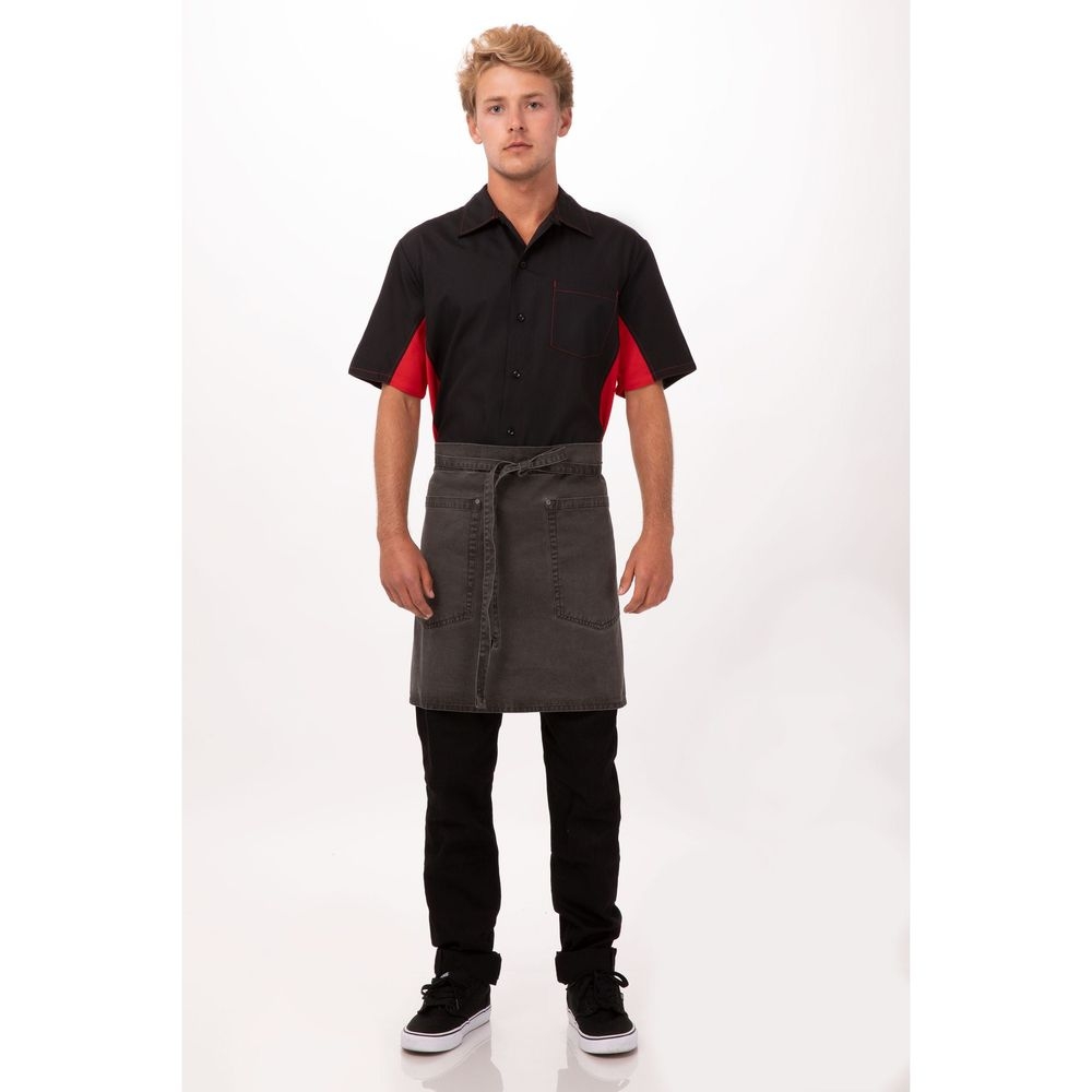 Chef Works Pewter Dorset Half Bistro Apron, 19 inch Long x 31 inch Wide