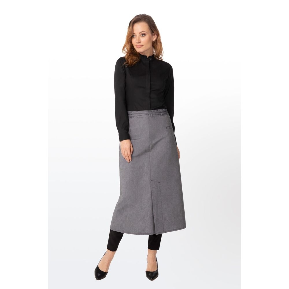 Chef Works Light Grey Volante Bistro Apron for Unisex, 31.5 inch Long x 40 inch Wide