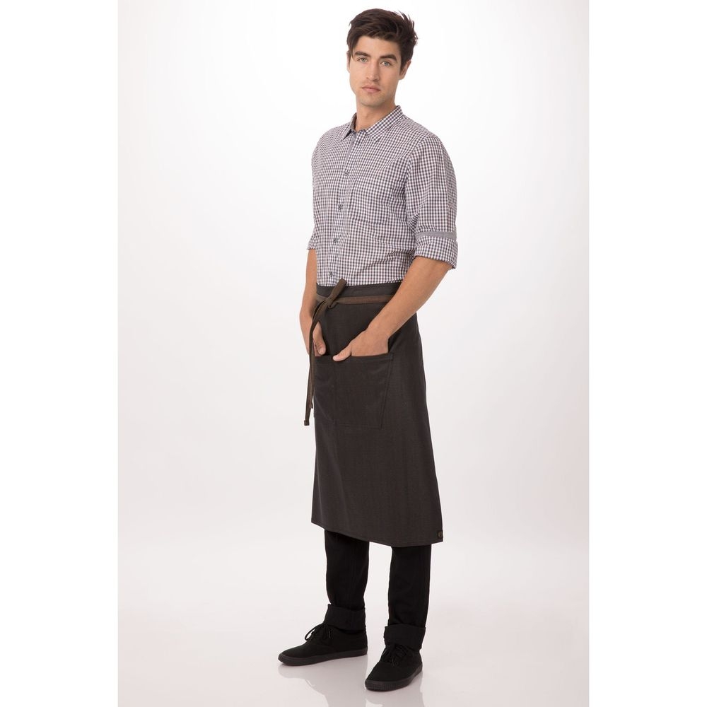 Chef Works Brown Black Boulder Bistro Apron, 30 inch Long x 36 inch Wide