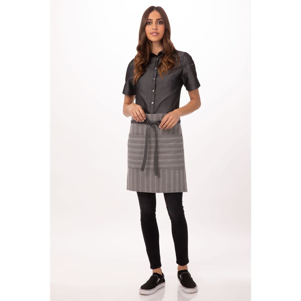 Chef Works Dark Grey Brooklyn Half Bistro Apron, 19 inch Long x 31.5 inch Wide