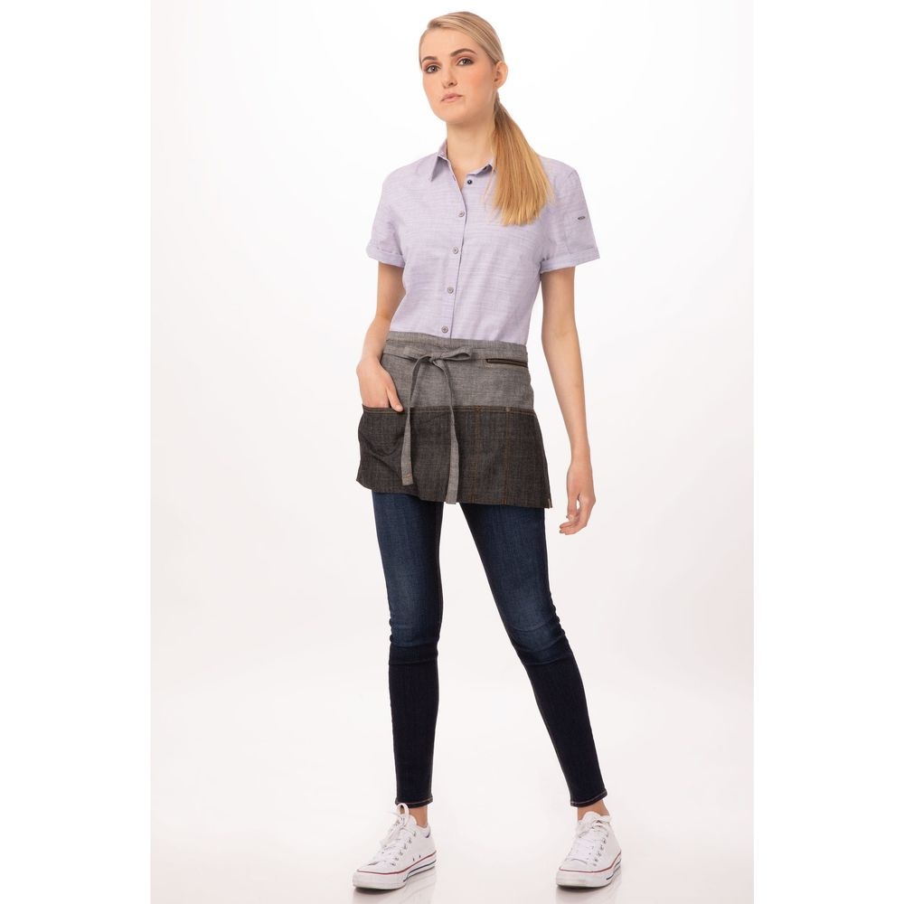 Chef Works Black Manhattan Waist Apron, 12 inch Long x 23 inch Wide