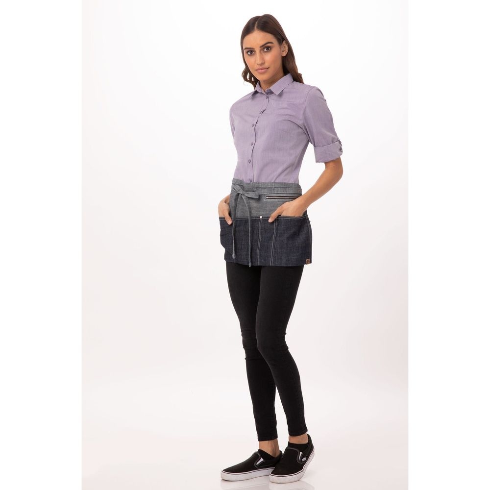 Chef Works Indigo Blue Manhattan Waist Apron, 12 inch Long x 23 inch Wide