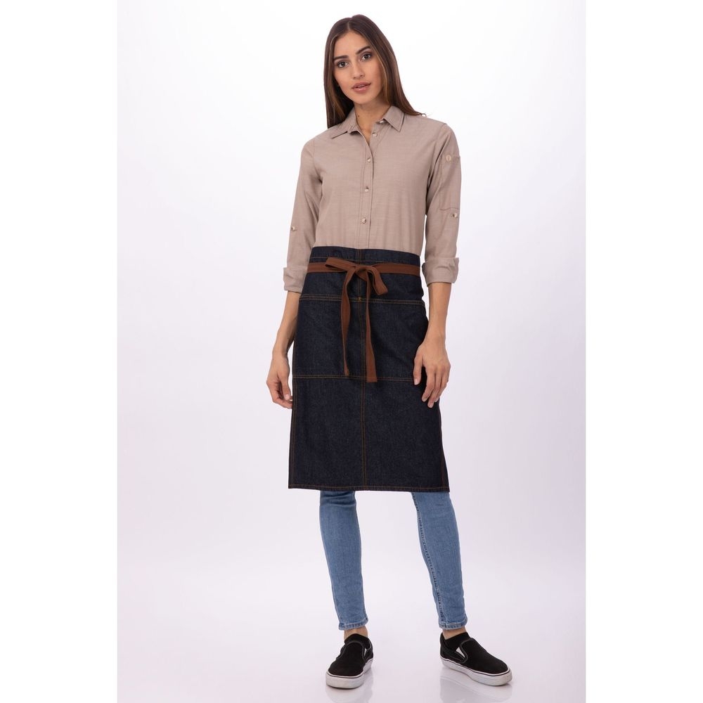 Chef Works Indigo Blue Memphis Bistro Apron, 24 inch Long x 32 inch Wide