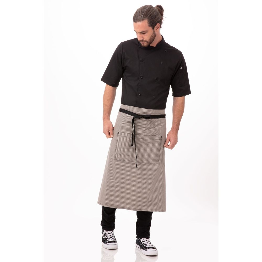 Chef Works Black Portland Bistro Apron, 30 inch Long x 31.5 inch Wide