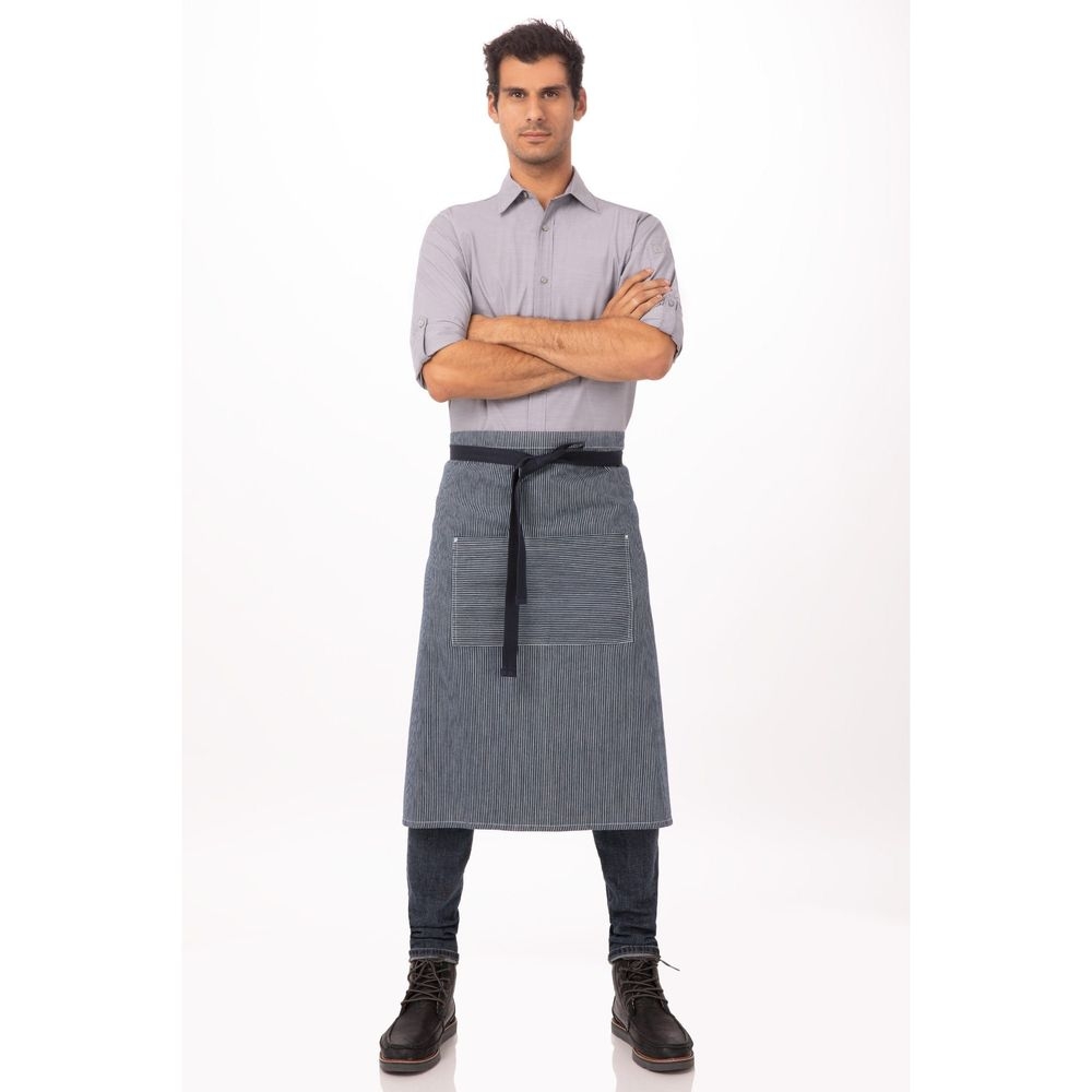 Chef Works Indigo Blue Portland Bistro Apron, 30 inch Long x 31.5 inch Wide