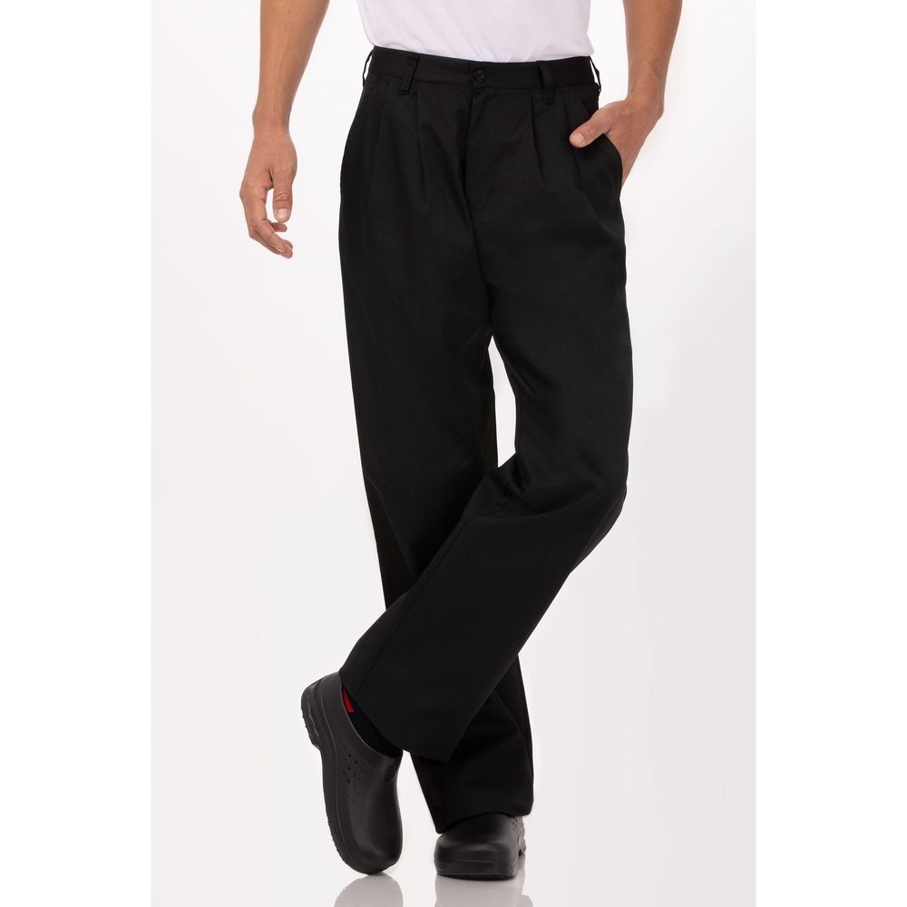 Chef Works Black Classic Fit Basic Chef Pant for Men, 40 inch