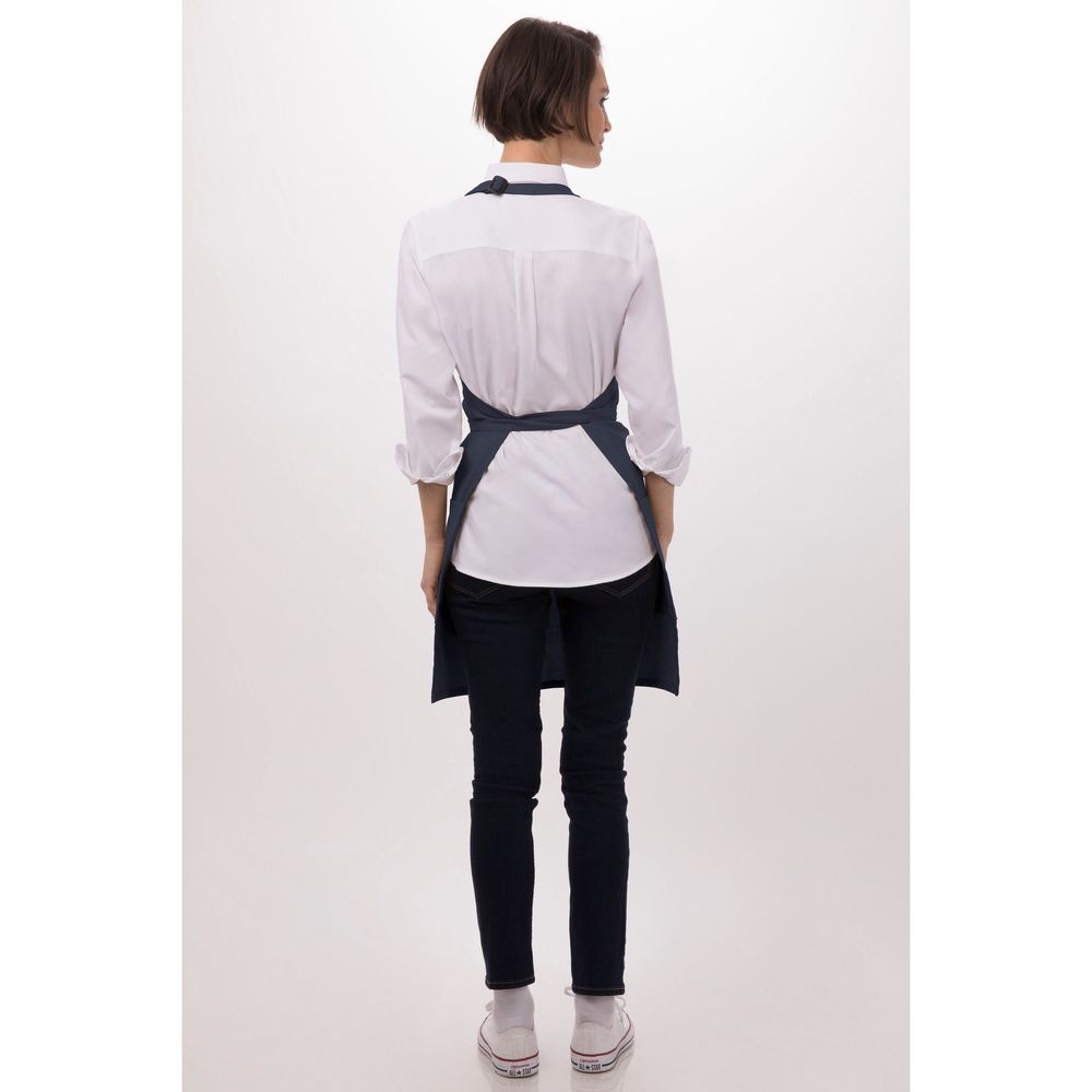 Chef Works Navy Two Patch Pocket Bib Apron, 30.5 inch Long x 24 inch Wide