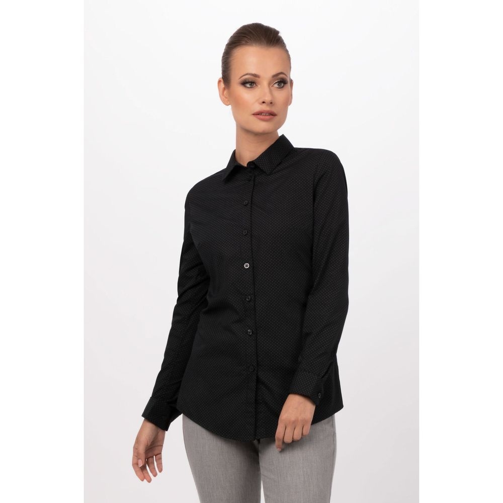 Chef Works Black Small Classic Fit Deco Shirt for Women