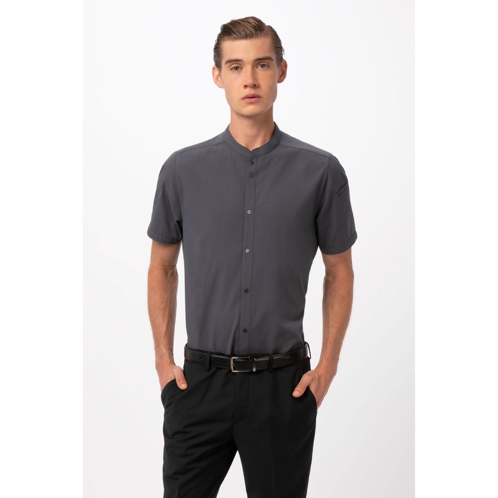 Chef Works Charcoal 2XL Modern Fit Seersucker Shirt for Men