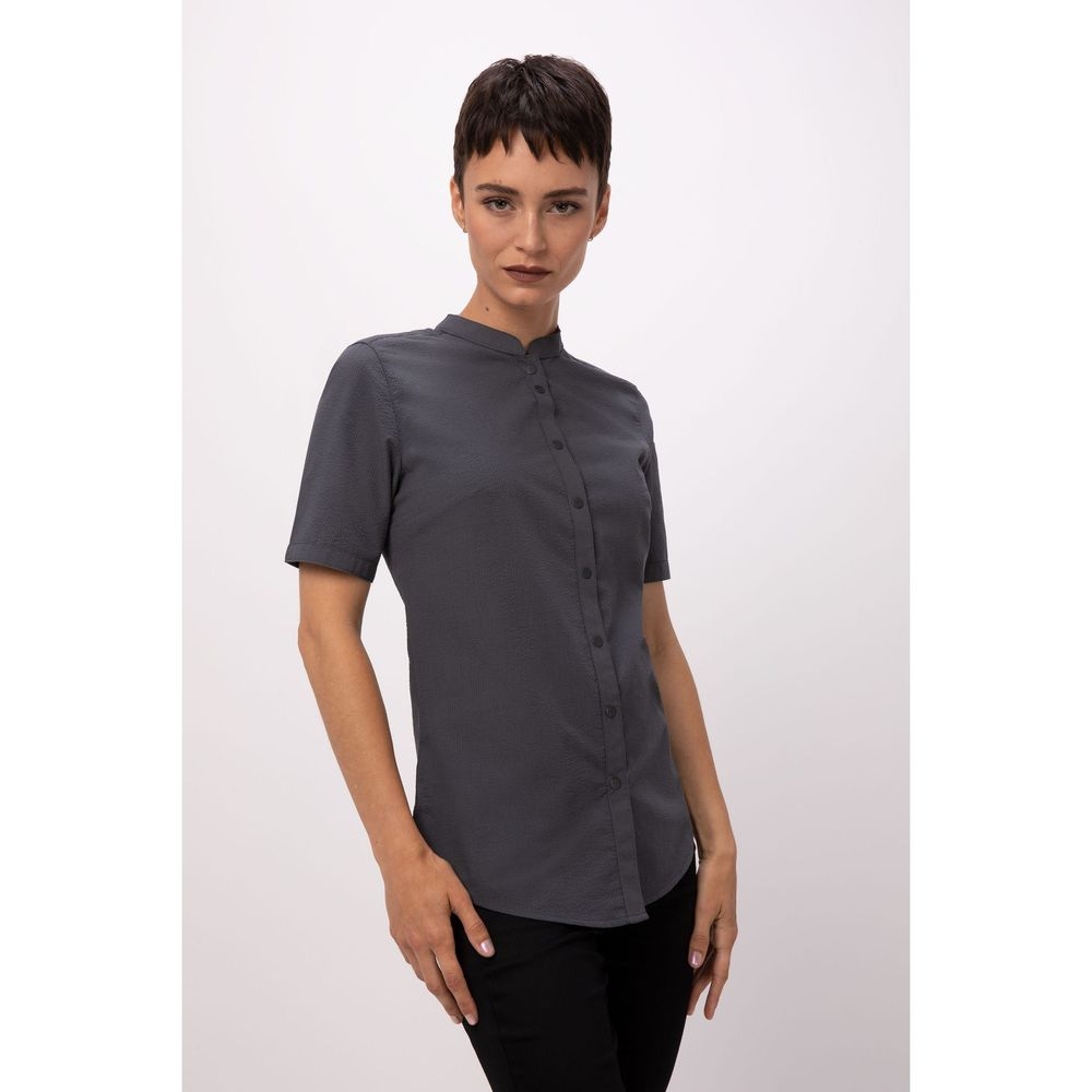 Chef Works Charcoal 3XL Classic Fit Seersucker Shirt for Women