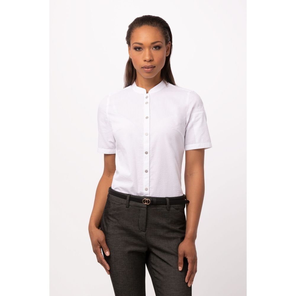 Chef Works White 3XL Classic Fit Seersucker Shirt for Women