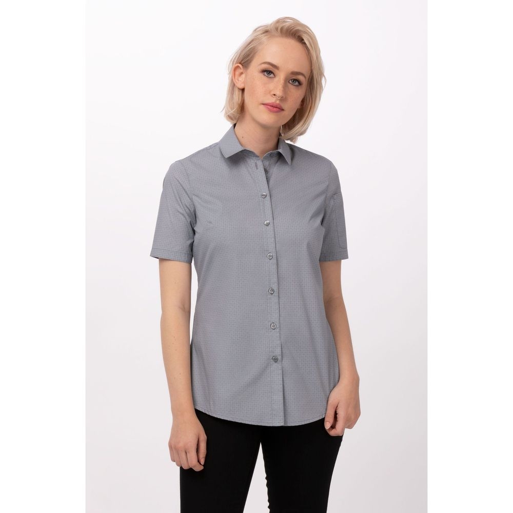 Chef Works Grey Large Modern Fit Malibu Shirt for Women