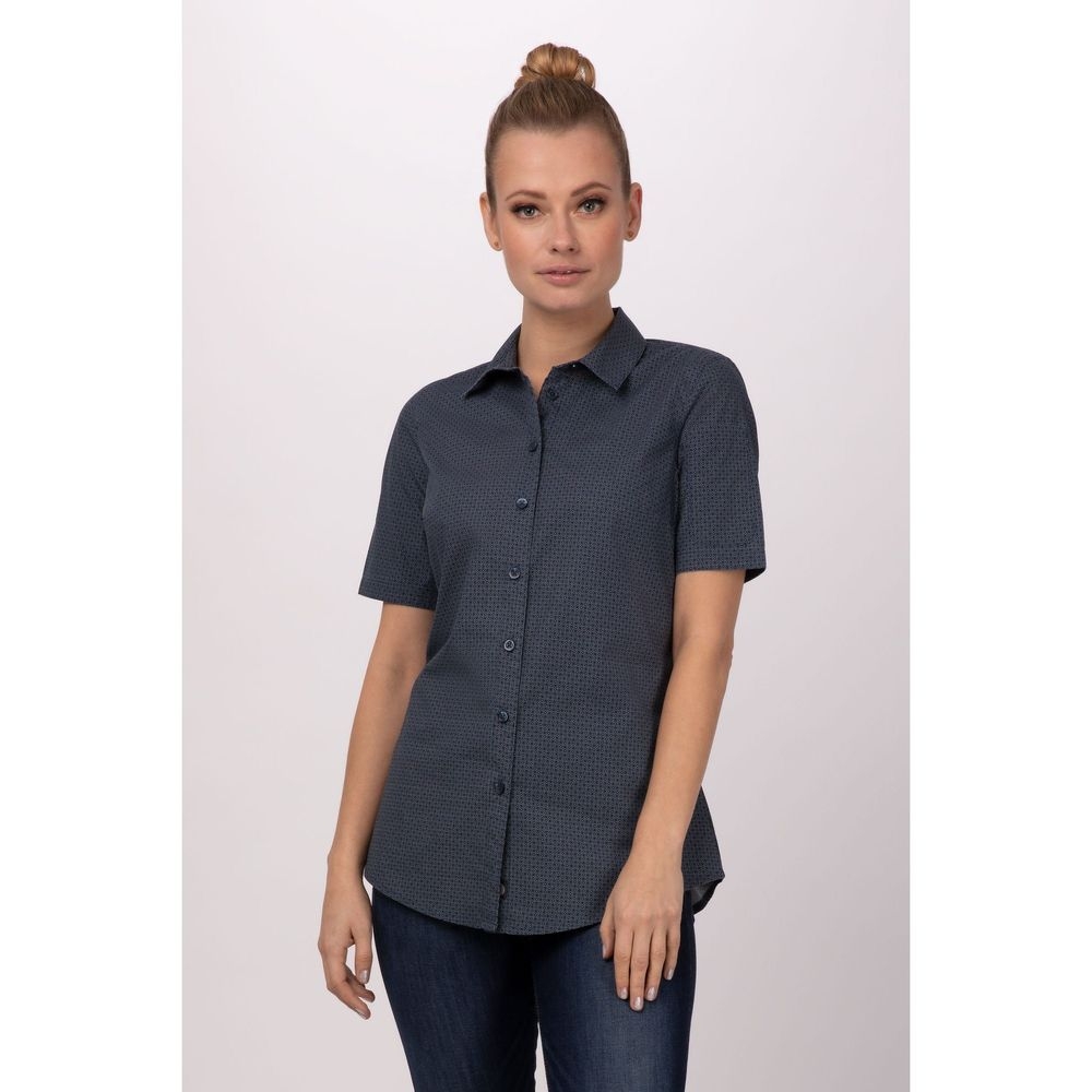 Chef Works Navy Extra Small Modern Fit Malibu Shirt for Women