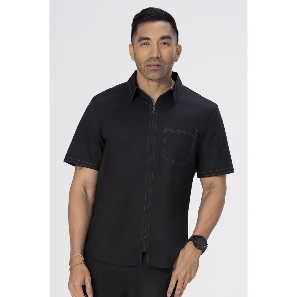 Chef Works Black 6XL Cody Zip Work Shirt for Men