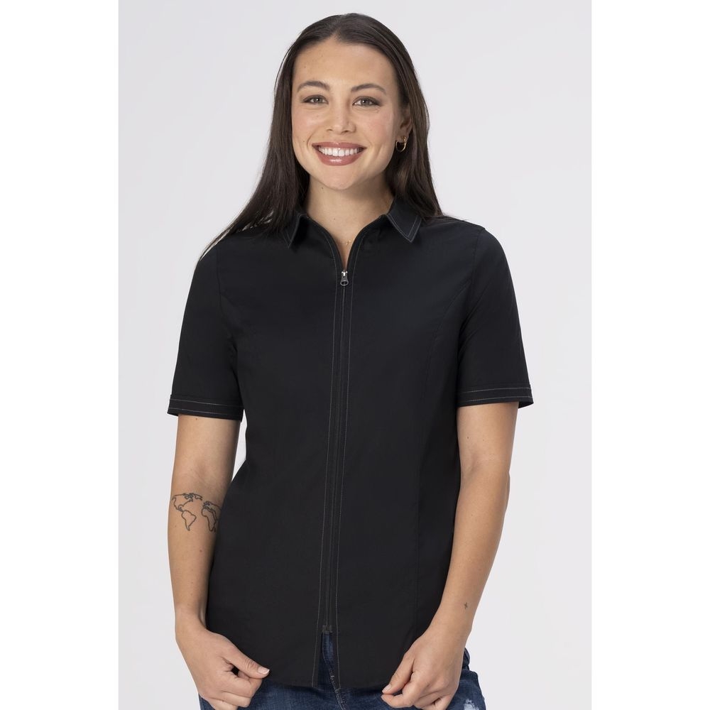 Chef Works Black 3XL Cody Zip Work Shirt for Women