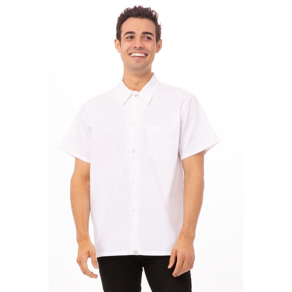 Chef Works White Large Classic Fit Utility Cook Shirt for Unisex