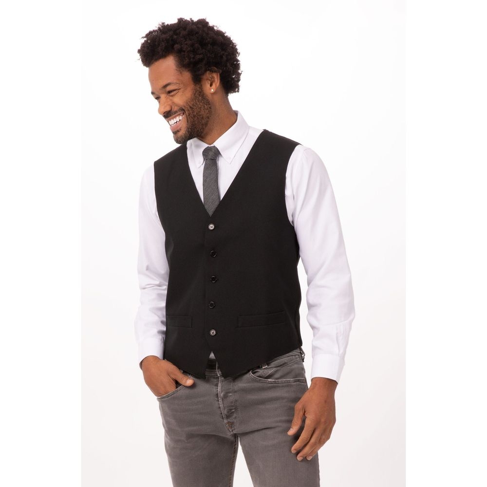 Chef Works Black Small Classic Fit Essential Vest for Men