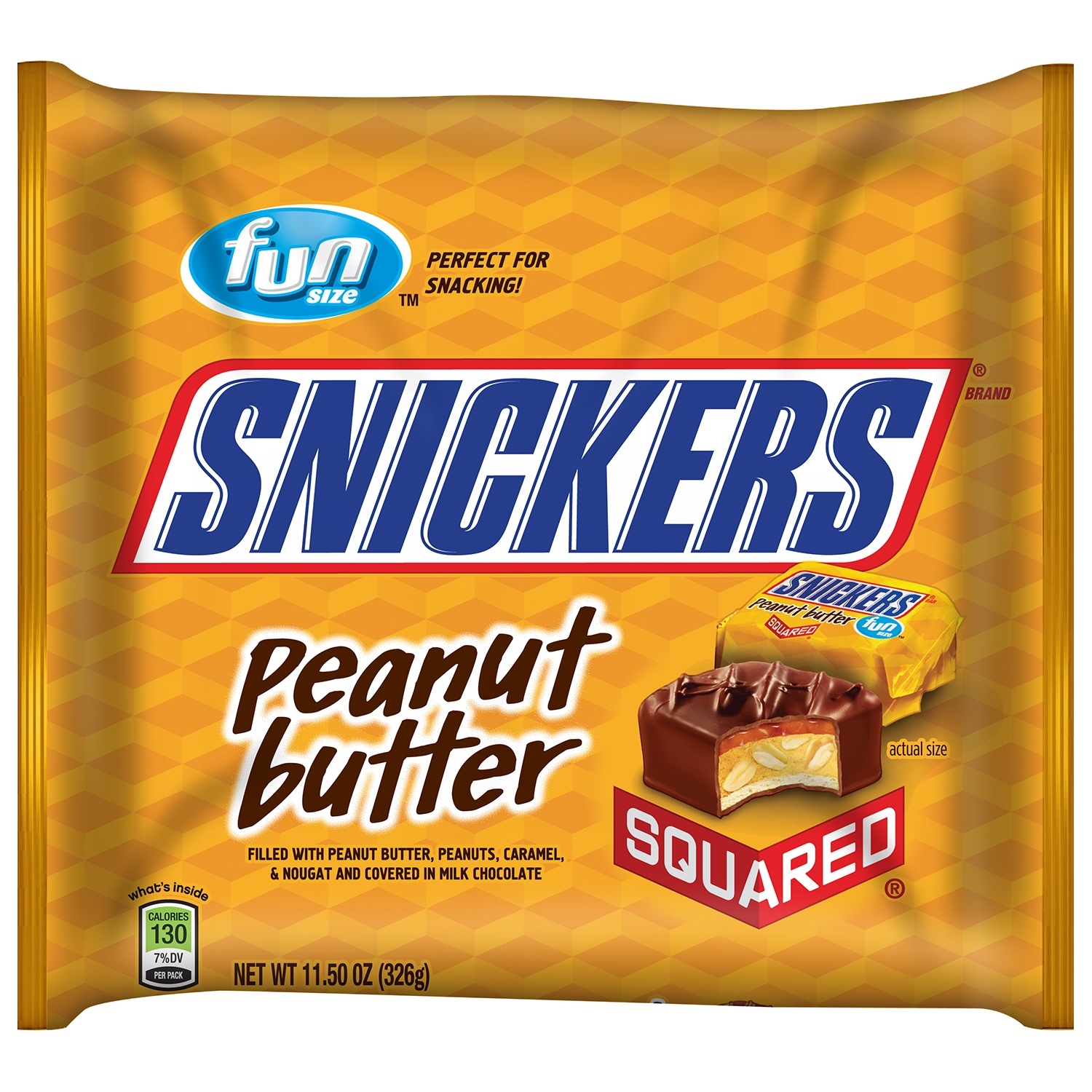 Snickers Fun Size Peanut Butter Squared Candy Bar, 11.5 Ounce -- 12 per case.