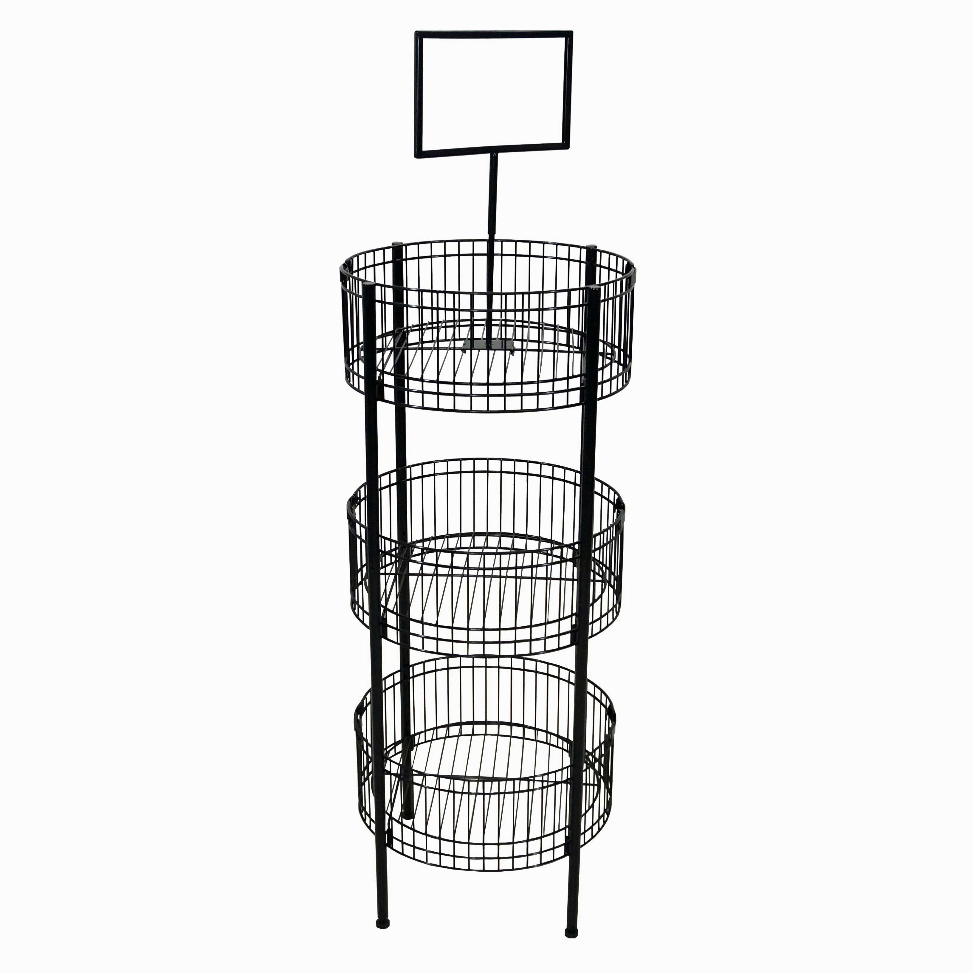 Mobile Merchandisers 3-Tier Dump Bin With Glides and Sign Frame