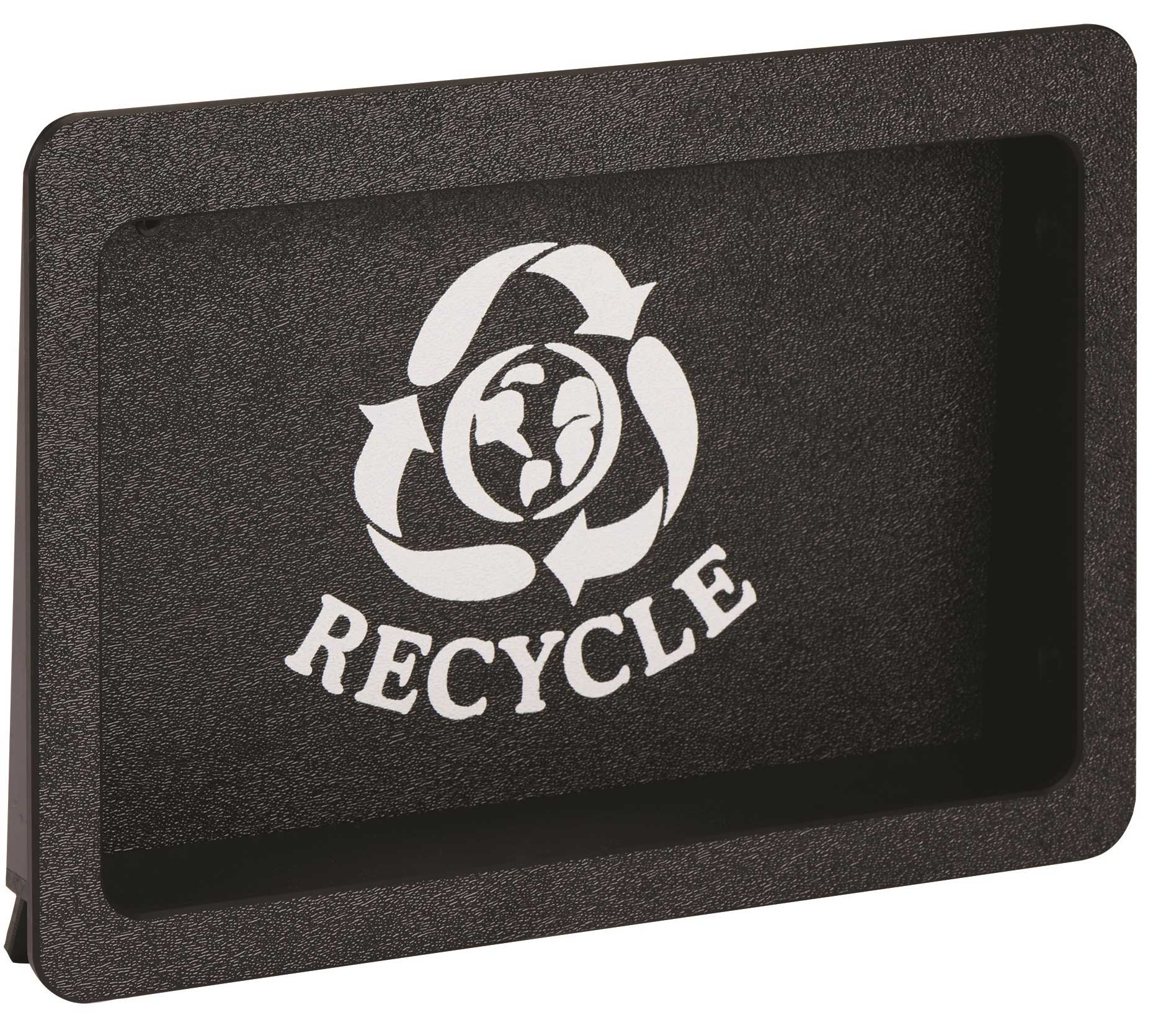 Dispense-Rite Black Polystyrene Small Recycling Symbol Faceplate Built-in Trash Door