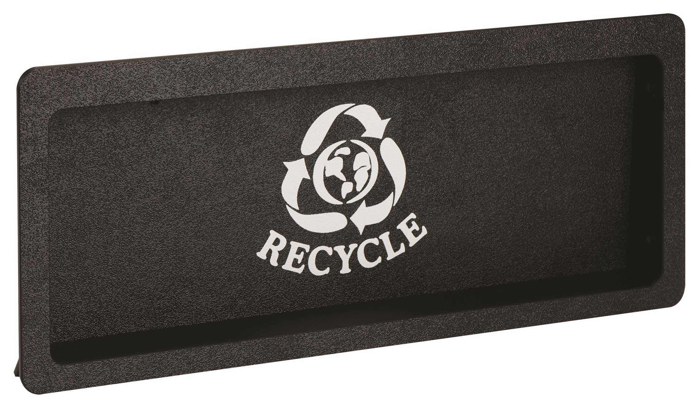 Dispense-Rite Black Polystyrene LargeRecycling Symbol Faceplate Built-in Trash Door